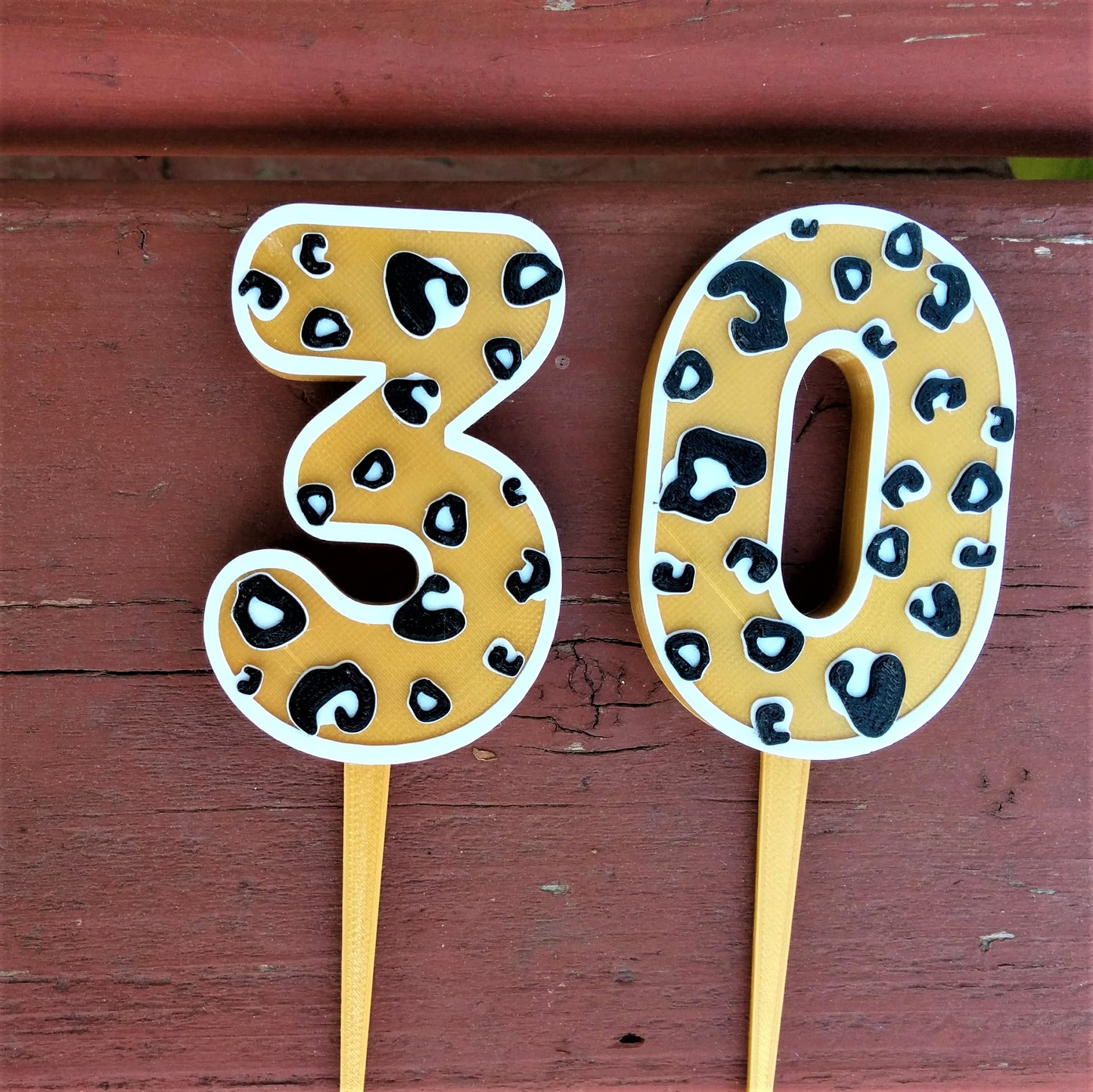 Leopard Pattern Number Cake Topper