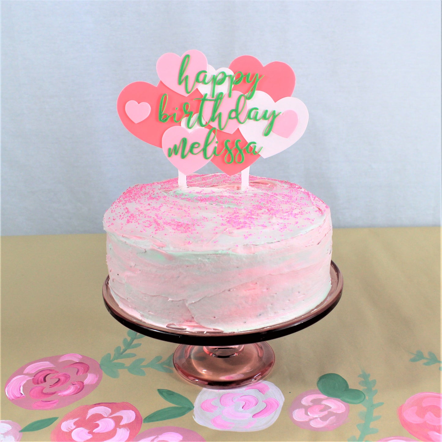 Wallpaper of Hearts Cake Topper