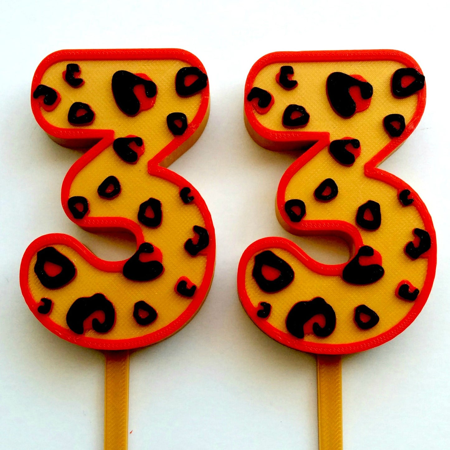 Leopard Pattern Number Cake Topper